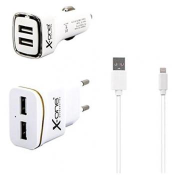 X-One Pack Cargador Coche y Pared 2.1 + Lightning Mfi
