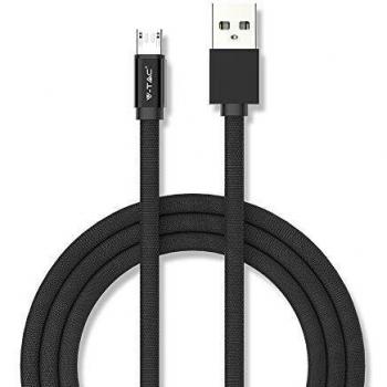 Cable de carga y sincronización USB A a Micro USB 1,0 m, algodón negro, carga rápida 2.4A