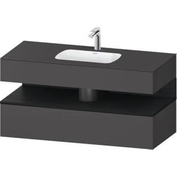 Lavabo Empotrado Duravit Qatego con Base de Lavabo Consola, 1200x550x600mm, Nicho Roble Negro, Color Grafito Mate