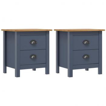 vidaXL Bedside Cabinets Hill Range 2pcs Grey 46x35x49.5 cm Pine Wood