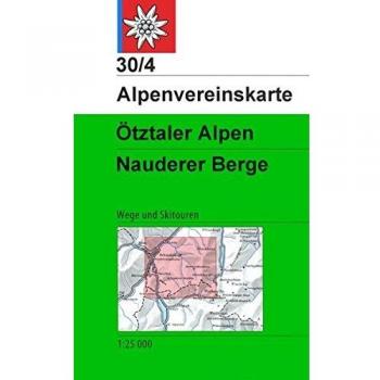 Mapa Topográfico Excursionista y de Esquí 1:25.000 - Ötztaler Alpes - Nauderer Berge con Marcas de Senderos y Rutas de Esquí