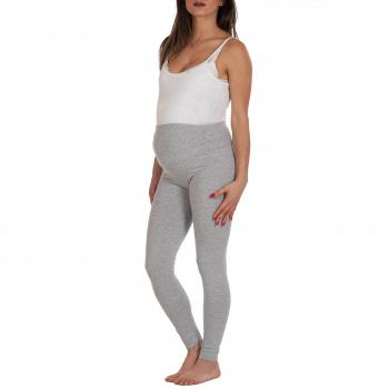 Premamy - Leggings para Maternidad, Modelo de conformado, algodón elástico de Dos vías, pre-Post-Parto - Gris - V