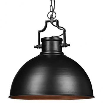 Lámpara de Techo Industrial Grande en Hierro Negro, Diámetro 40.5 cm, Estilo Shabby - Relaxdays