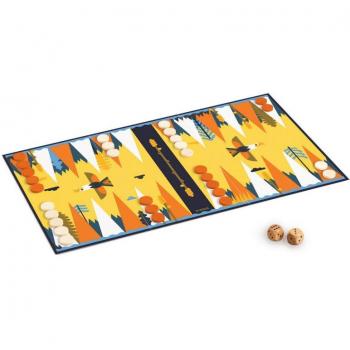 Juego Clásico de Backgammon Djeco - Juego de mesa, incluye tablero de juego, fichas en colores variados, dados y reglas del juego