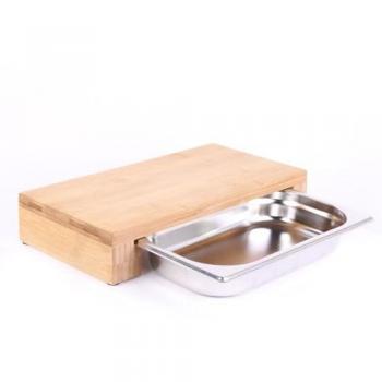 Tabla de Cortar con Cajón Integrado - 34,4 cm x 16,1 cm - Madera y Bambú, Reutilizable y Lavable