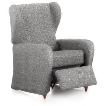 Funda sofá relax bielástica Roc gris claro, elástica, para sillón con pies separados, dimensiones 90 x 120 x 85 cm