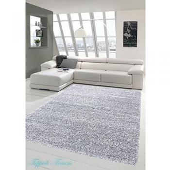 Traum Teppich Alfombra Shaggy de Pelo Suave Largo y Alto, Unicolor Gris Claro, tamaño 240 x 340 cm