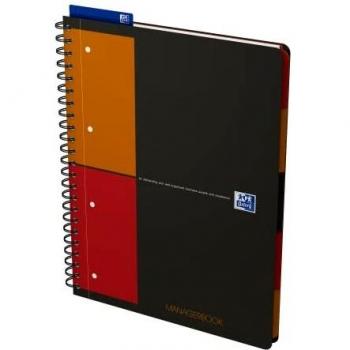 Cuaderno Oxford Managerbook A4+ Gris 160 Páginas Rayadas con Espiral y Perforaciones para Proyectos