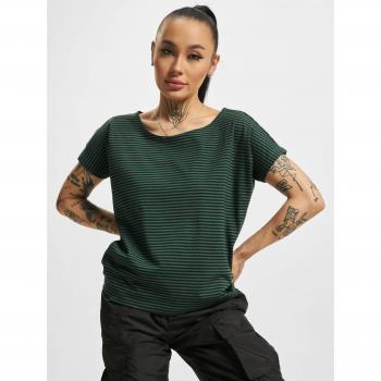 Urban Classics Women's Yarn Dyed Baby Stripe T-Shirt - Green/Black - XS to 5XL