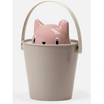 United Pets Crick - Contenedor de Comida para Gatos, Fabricado en Italia, Pala dosificadora incluida, Color Rosa y Gris, Design: Stefano Giovannoni