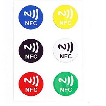 Etiquetas RFID/NFC Ntag215 autoadhesivas de 25mm, surtido de colores, 6 unidades