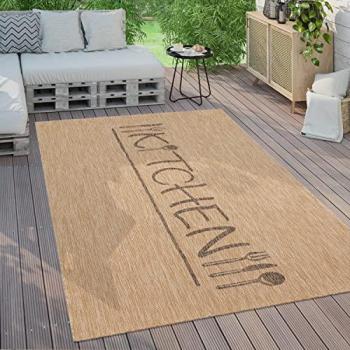 Alfombra Interior y Exterior Cocina Moderna Letra 200x280 cm, Beige 2 - Paco Home
