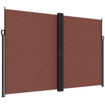 Cortina de sol retráctil lateral marrón 220x1200 cm, Toldo lateral retráctil marrón 220x1200 cm, Día y Noche Toldo lateral retráctil marrón 220x1200