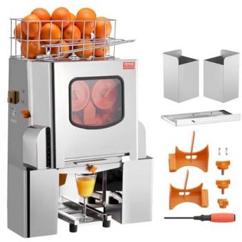 Vevor 120W Commercial Automatic Orange Juicer Machine, Stainless Steel Citrus Press, Extracts Juice from 20 Oranges/Minute with Pull-Out Filter Box