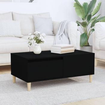 Mesa de centro madera contrachapada 90x50x36,5 cm en colores Blanco, Negro y Blanco brillante - Mesita de Salón o Comedor o Auxiliar