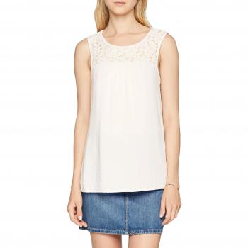 Vero Moda Vmdebbie Lace S/l Top Exp, Camiseta sin Mangas para Mujer, Blanco Snow White, 42