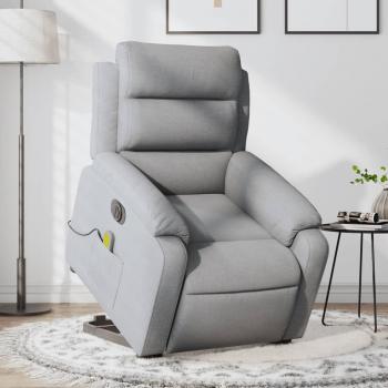 Sillón de masaje eléctrico reclinable elevable en tela gris claro, gris oscuro y negro - Sillón cómodo para dormitorio, silla relax, sillón sofá vidaXL