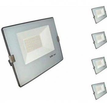 Foco LED de Exterior 50W IP65 Sin Parpadeo - Azul/Gris (Pack de 5) - Blanco Frío 6000K-8000K