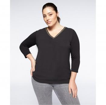 Camiseta de mujer con manga francesa y escote de pico