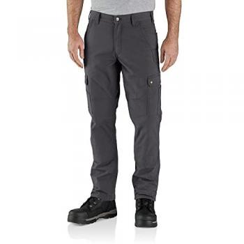 Pantalón de trabajo Carhartt Cargo Fleece Lined - Gris, Relaxed Fit, Ripstop, para hombres, talla 36