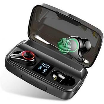 Auriculares Bluetooth, Donerton Estéreo Auriculares Inalámbricos Bluetooth 5.0 con Micrófono Integrado, Auriculares Inalámbricos Deporte con 2000mAh Pantalla LED Caja de Carga, para iPhone y Android