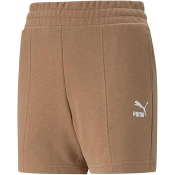 Pantalón corto Puma Classics Pintuck marrón claro mujer - L