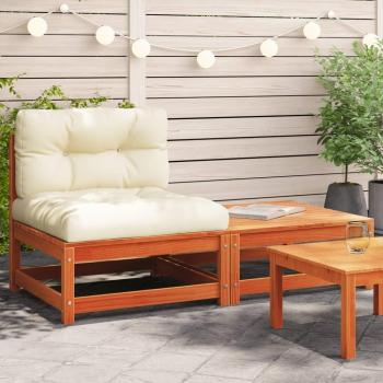 Armless Garden Sofa with Cushions and Footstool