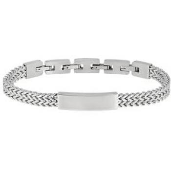 Pulsera de Hombre BREIL EDIT OUT en Acero Color Plata, Talla Ajustable 17-22 cm, Personalizable con Grabado, Cierre Práctico