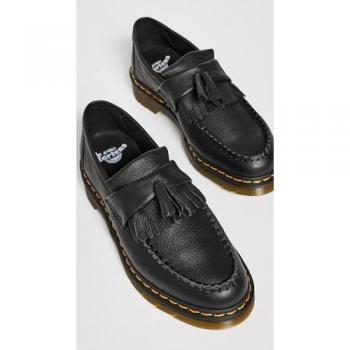 Dr. Martens Adrian Black Virginia Leather Tassel Loafers for Women - Size 39