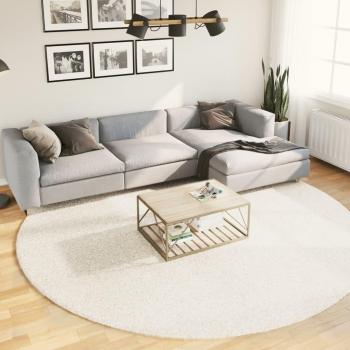 Alfombra peluda de pelo largo moderna PAMPLONA Ø 280 cm Color Antracita, Crema, Gris - Alfombra de Piso para Sala de Estar Dormitorio Habitación Salón