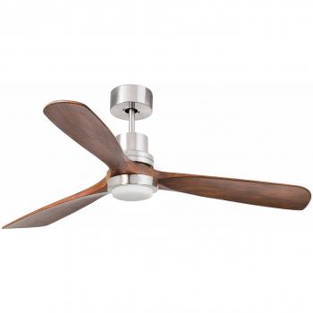 Ventilador de techo Lantau con luz LED en níquel y pino oscuro
