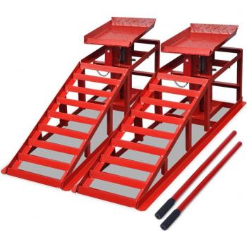 Festnight Rampas de Acero para Reparación de Vehículos 2 uds Color Rojo