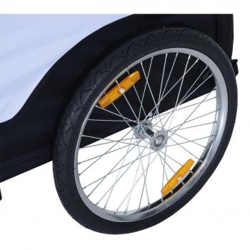 Remolque de Bicicleta HOMCOM 40 kg Capacidad Carga Plegable Acero Oxford Blanco y Negro 140 x 77 x 65 cm
