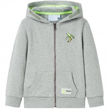 Sudadera infantil con capucha y cremallera caqui claro melange 104