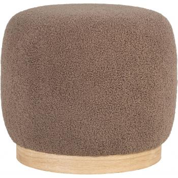 Pouf redondo de poliéster bouclé marrón Ø 44,5 x 40 cm