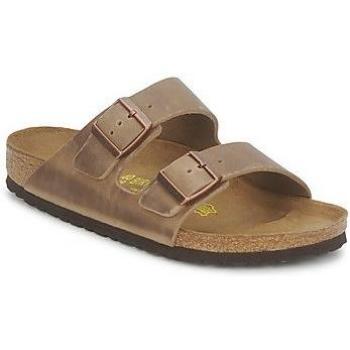 Birkenstock Arizona Nubuck Leather Slide Sandals - Light Tobacco Brown