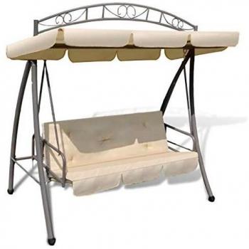 Convertible Outdoor Swing Bench with Canopy - Sand White