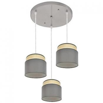 Plafón Regulable Kandy 3 Luces Natural/Gris 39x39 cm - Diseño Moderno