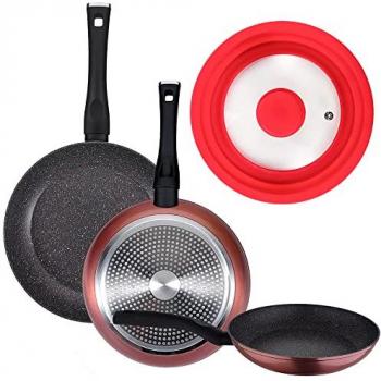 Pack de 3 Sartenes Ø20/24 y 28 cm + Tapa Universal (16/18/20 cm) Color Rojo – San Ignacio