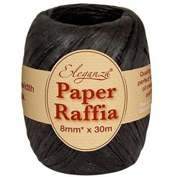 Eleganza 8 mm x 30 m bobinas de Rafia Rango de medición de o para Hacer Manualidades y de Regalo, No. 20 Negro