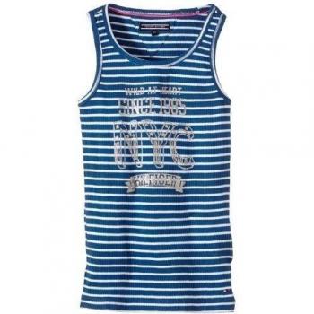 Tommy Hilfiger Stripe Tanktop - Camiseta con cuello redondo sin mangas para niña, talla 12 años