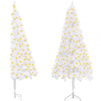 150 cm White Pre-Lit Corner Artificial Christmas Tree PVC
