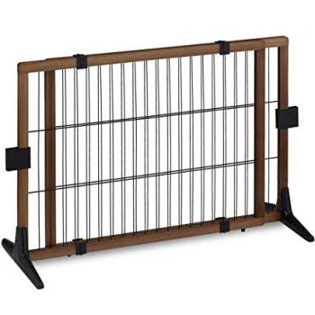 Barrera de Seguridad para Niños y Mascotas, Valla Protectora Ajustable sin Taladrar, 71 x 107-172 cm, Color Marrón