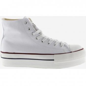 Zapatillas Botines VICTORIA con Plataforma de Lona Blanca para Mujer
