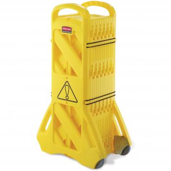 Rubbermaid Commercial Products Commercial Mobile Barricade System Portable Mobile Barrier Indoor Use 16 Panels 4m - Yellow