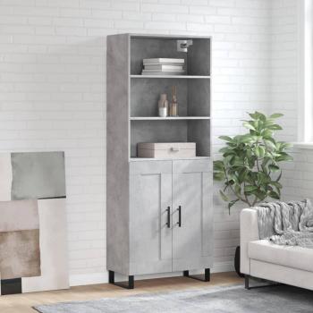 Aparador alto de madera contrachapada gris hormigón 69,5x34x180 cm