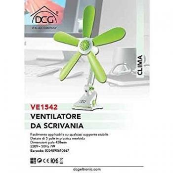 Ventilador de Escritorio Diámetro 42 cm Color Verde y Blanco con Aspas Suaves
