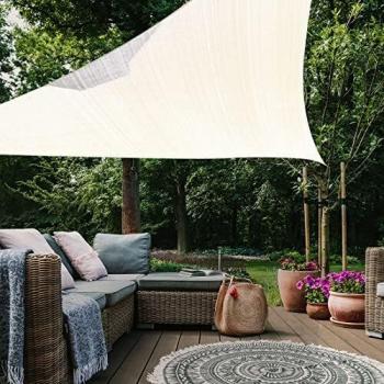 HAIKUS Toldo Vela Triangular 3x3x3 m, Vela de Sombra Triángula HDPE, Transpirable, Resistente y 95% Protección Rayos UV para Exterior, Jardín, Terrazas