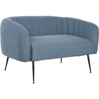 Sofá DKD Home Decor Azul Negro Espuma Madera Metal Terciopelo Scandi 129 x 75 x 73 cm