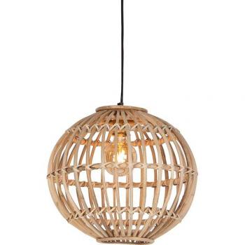 Lámpara colgante rústica de bambú natural CANE BALL 40, E27, beige, adecuada para LED, max. 1 x 25 Watt